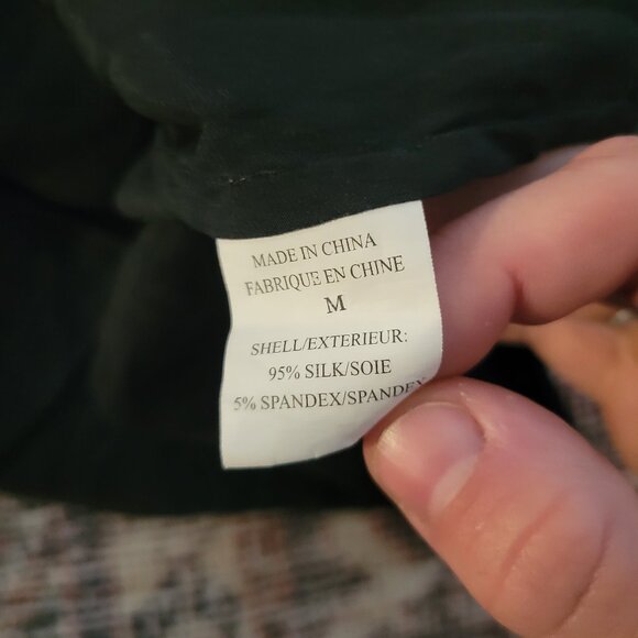 THEORY Silk Short Sleeve Blouse Black Ruffle neck M - Picture 7 of 7